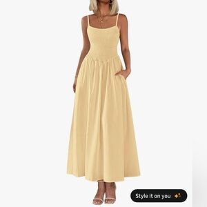 Women's Smocked Yellow Maxi Dresse